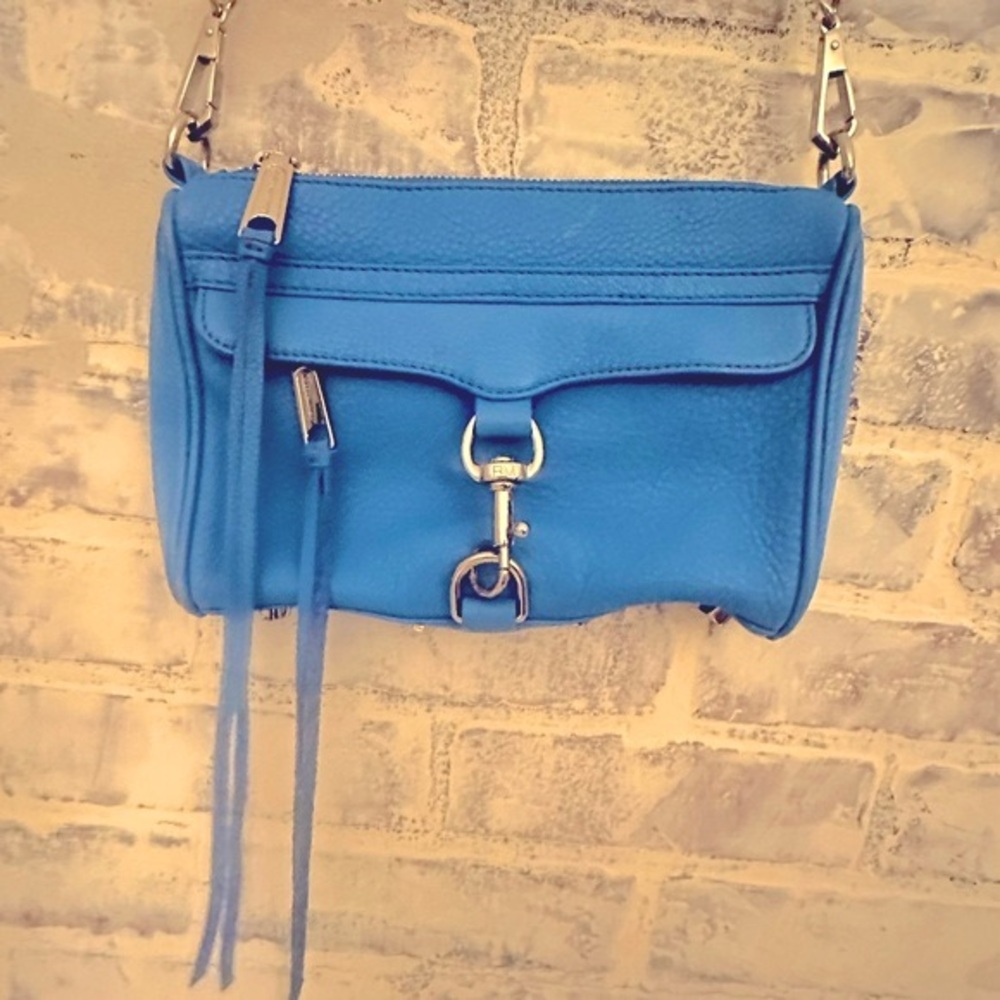 Rebecca Minkoff | Blue Convertible Crossbody Bag with Silver Hardware - Picture 5 of 9